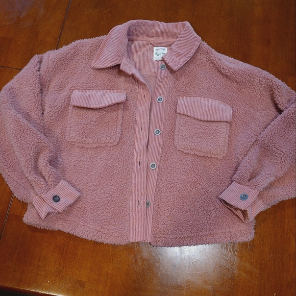 Hippie Rose Jackets & Blazers - Hippie Rose Dusty Pink corduroy fleece farmer jacket size xs